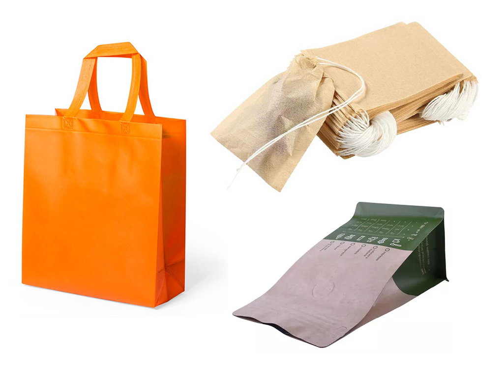 Bolsas no tejidas, de carbón y de té